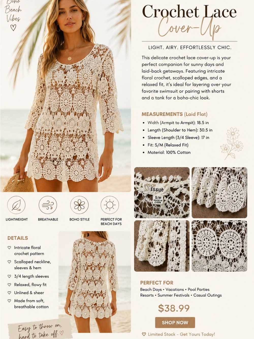 Issue New York White Crochet Lace Tunic